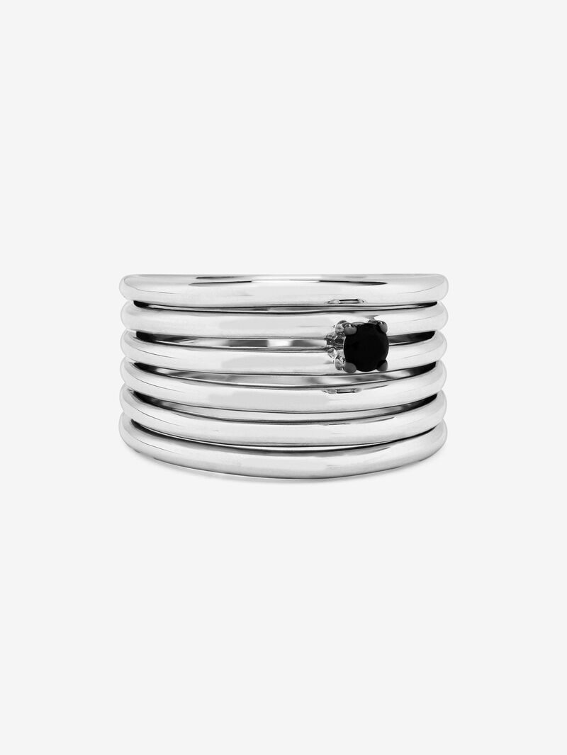 925 silver multi-arm ring with brilliant-cut black spinel image number 2