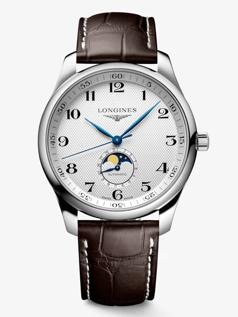 Stainless steel watch with brown alligator strap, sapphire crystal and automatic movement image number 0