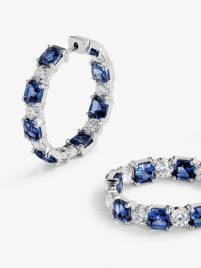 18K white gold earrings with 16 octagonal-cut blue sapphires with a total of 5.71 cts and 14 brilliant-cut diamonds with a total of 2.4 cts image number 2
