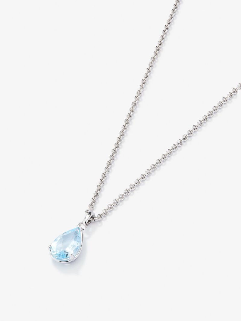 925 silver pendant with pear-cut sky blue topaz image number 2