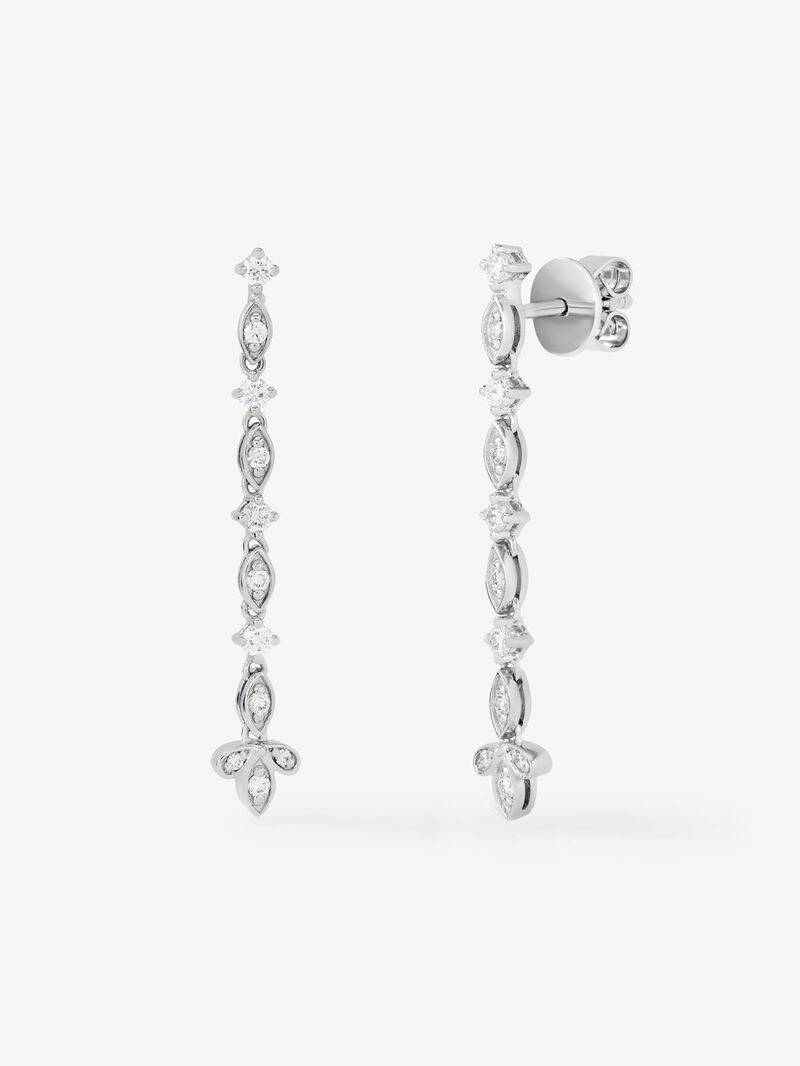 Long-hanging earrings in 18K white gold and diamond image number 0