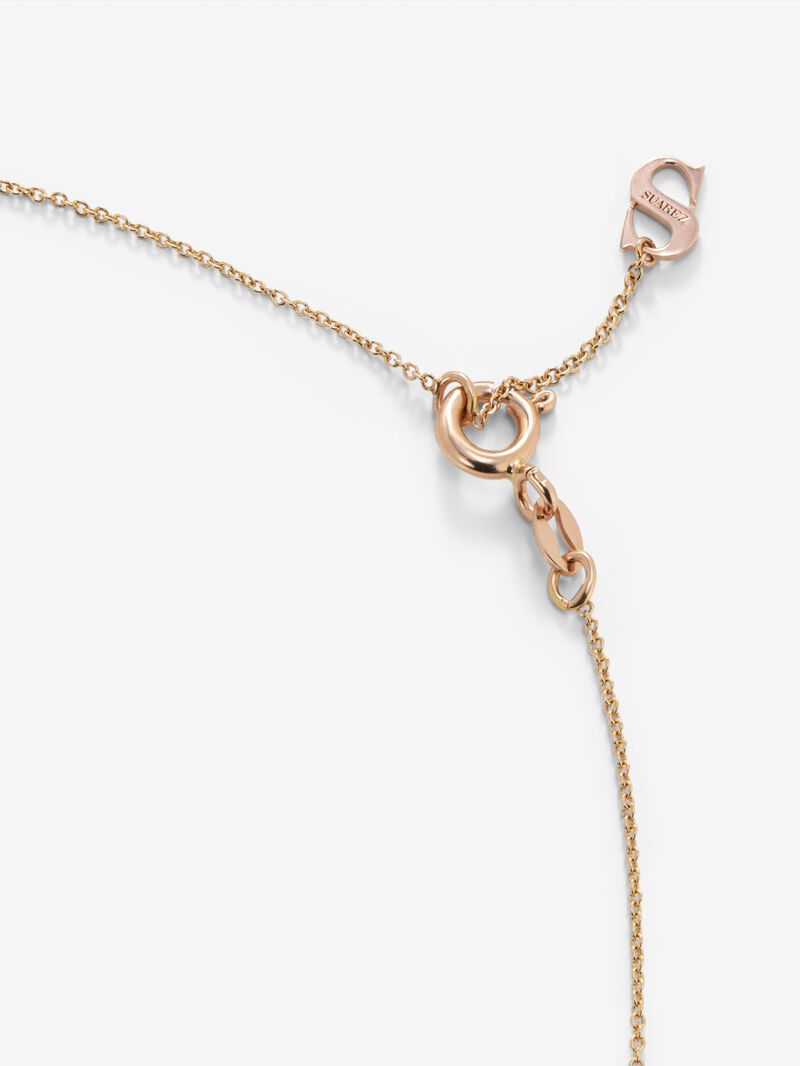 18K rose gold flower pendant chain with ruby and diamonds. image number 4