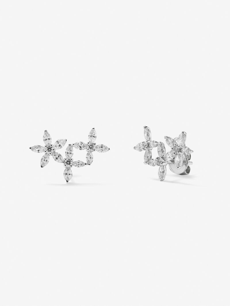 18K white gold star climbing earrings with 24 marquise cut diamonds with a total of 1.31 cts and 6 brilliant cut diamonds with a total of 0.14 cts image number 0