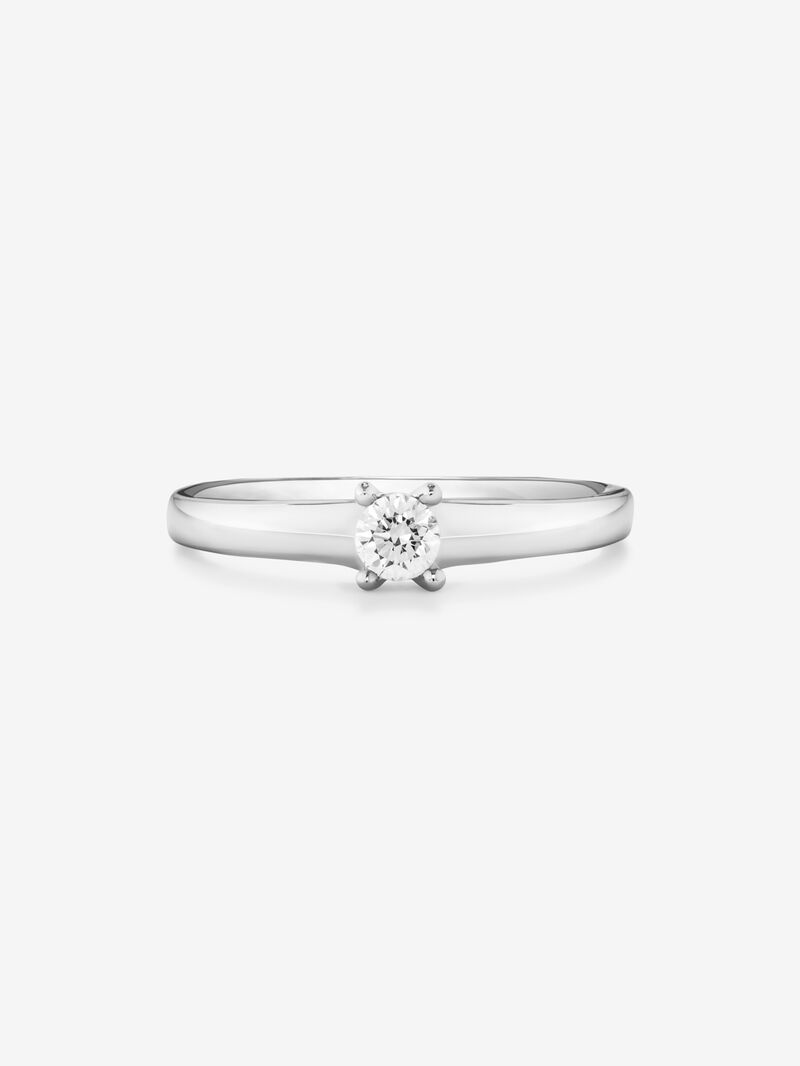 18K white gold solitaire ring with 0.15 ct brilliant cut diamond image number 2
