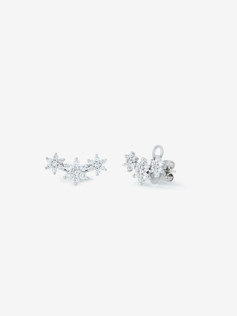 18K white gold earrings with 42 brilliant-cut diamonds with a total of 1.51 cts image number 0