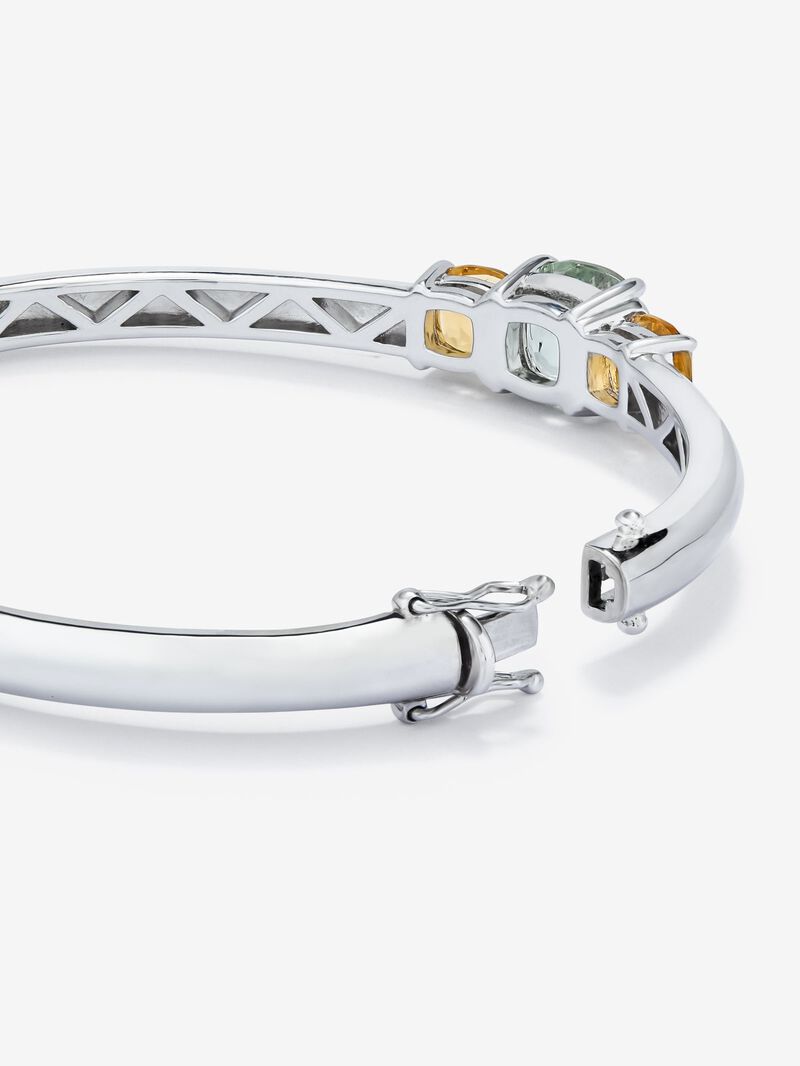 925 silver bracelet with green amethist in 2.47 cts and citrines in 1.62 CTS Cushion size Cushion image number 4