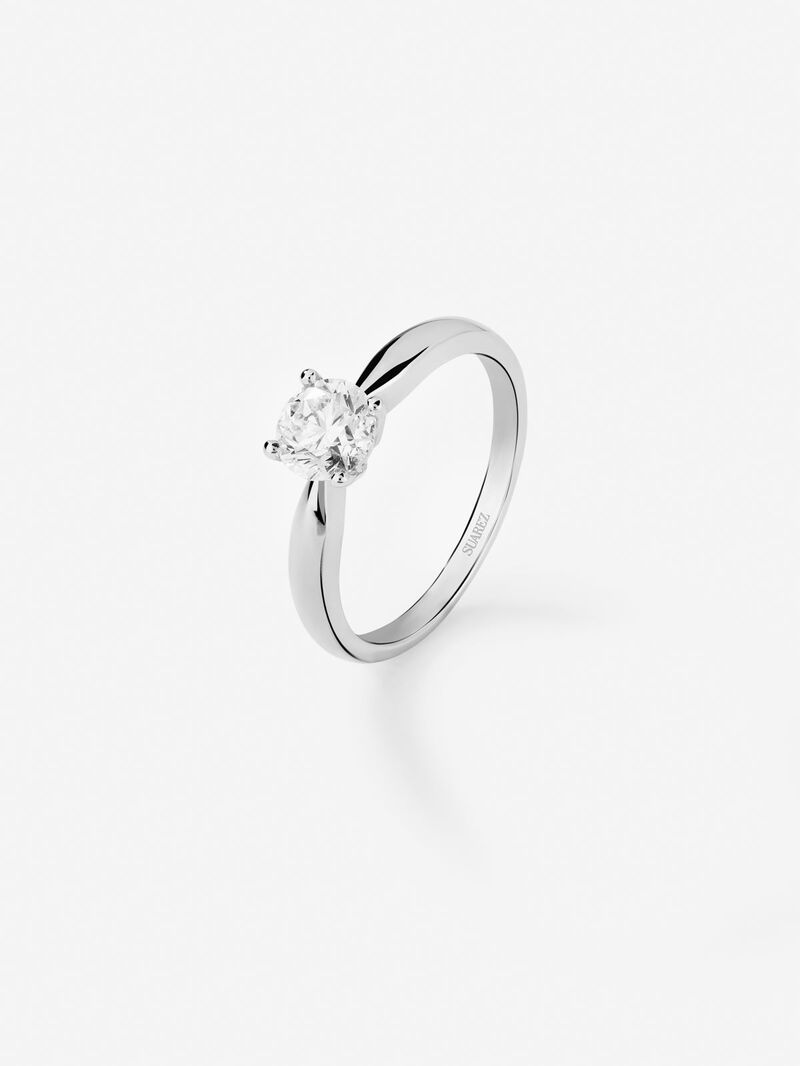 18K white gold solitaire ring with 0.7 ct brilliant cut diamond image number 0