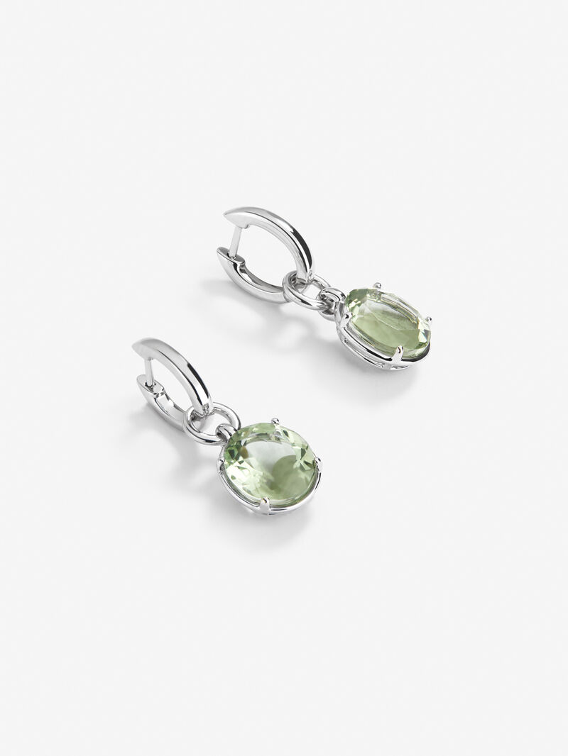 Silver earrings with green amethyst image number 2