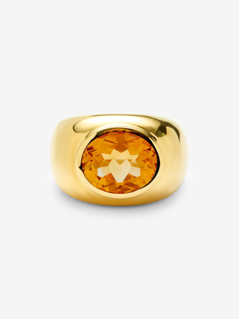18K yellow gold ring with oval-cut citrine quartz image number 2