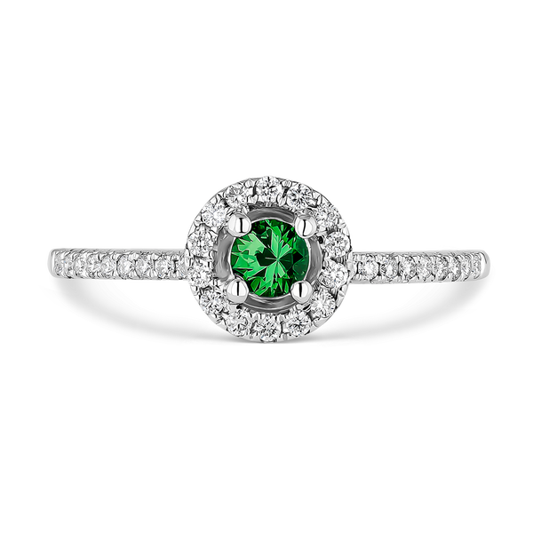 Big Three ring white gold 0,29 carats green emerald, SO16100-00E45MM