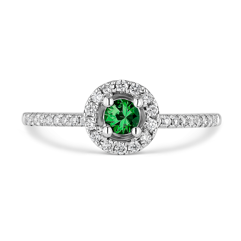 Big Three ring white gold 0,29 carats green emerald, SO16100-00E45MM_V