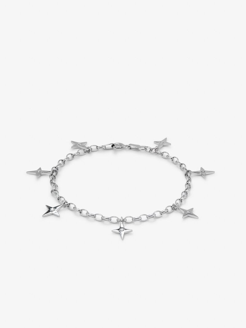 925 silver bracelet with stars and 7 brilliant-cut diamonds with a total of 0.05 cts image number 0