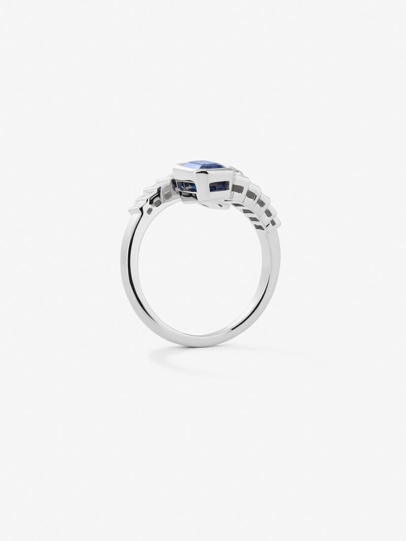 You and I 18k White Gold Ring with Blue and Blue Lofiros live in octagonal size of 2.2 cts and white diamonds in 0.52 cts baggos image number 3