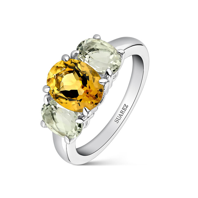Silver ring with citrine and green amethyst, SO20014-AGCIAMV_V