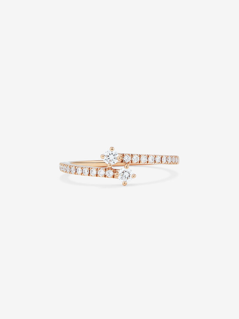 You and Me ring in 18K rose gold with diamonds. image number 2