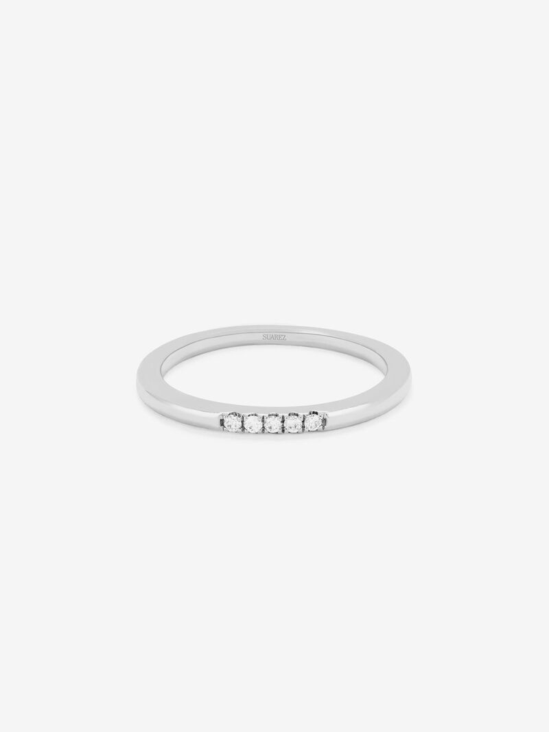 18K white gold ring with 5 brilliant-cut diamonds with a total of 0.05 cts image number 2
