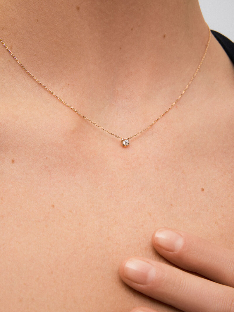 18K Rose Gold Pendant Chain with Solitaire Diamond image number 2