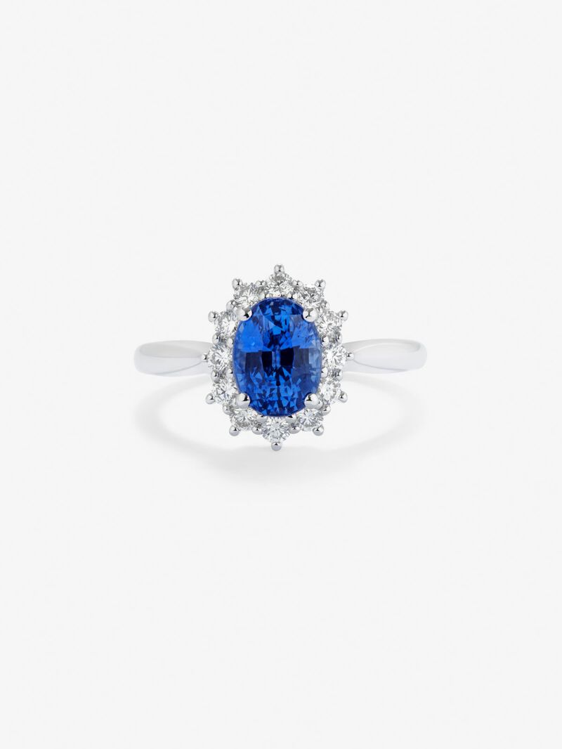 18K White Gold Ring with Cornflower Blue Zafir image number 2
