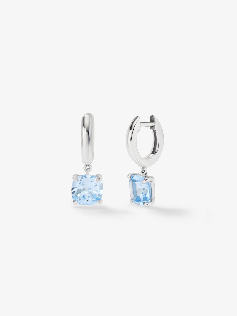 925 Silver Hoop Earrings with Hanging Topaz image number 0