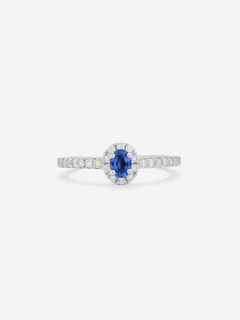 18K White Gold Orla Ring with Zafiro and Diamond image number 2