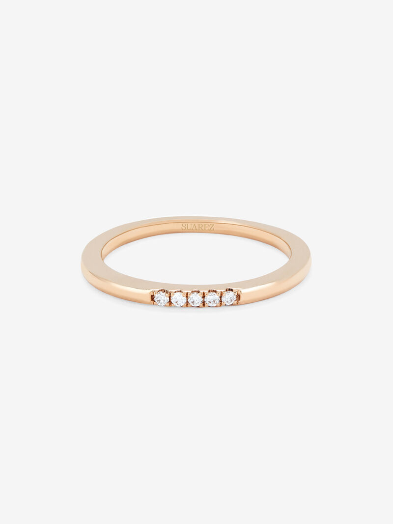 18K rose gold ring with 5 brilliant-cut diamonds with a total of 0.05 cts image number 2