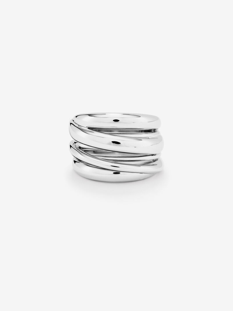 Wide multi-band smooth 925 silver ring image number 2