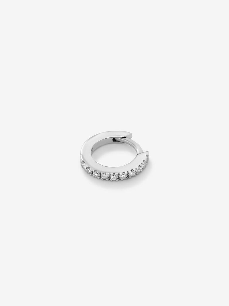 Individual 18K white gold hoop earring with diamonds image number 4