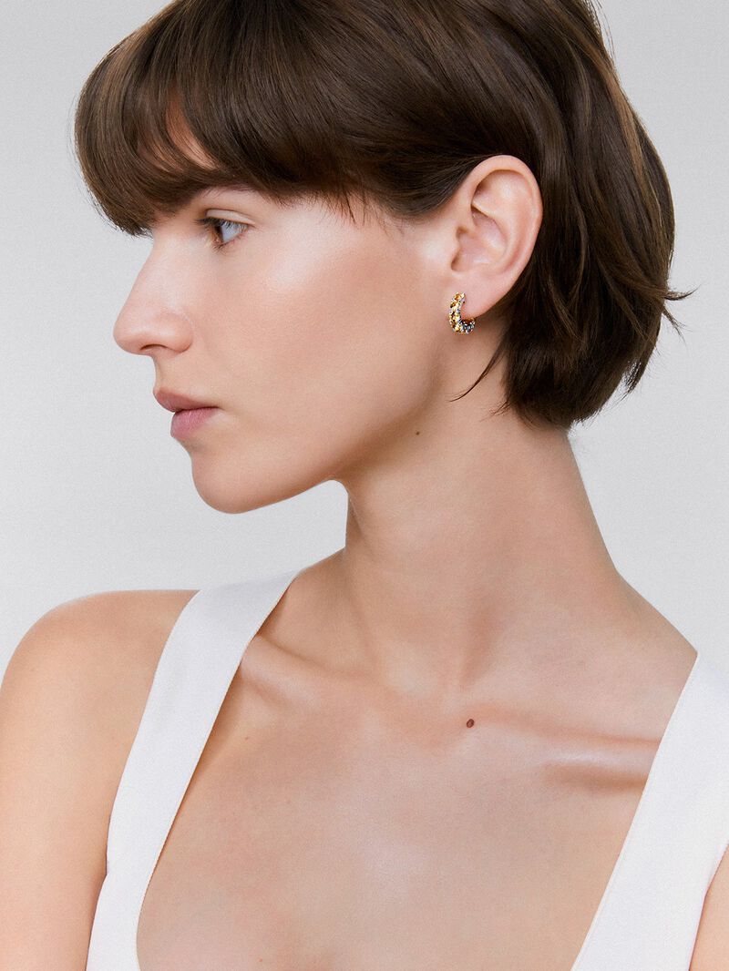 Citrine 925 Silver Hoop Earrings image number 3
