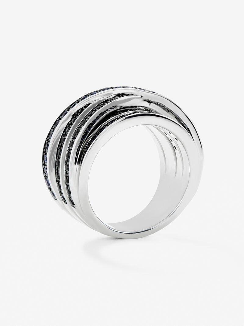 Cross multi-arm ring in 925 silver with 45 brilliant-cut blue sapphires with a total of 0.77 cts and 69 brilliant-cut black spinels with a total of 1.1 cts image number 4