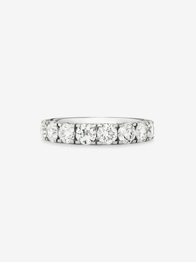 18K White Gold Commitment Alianza Ring with Garra Diamonds image number 2