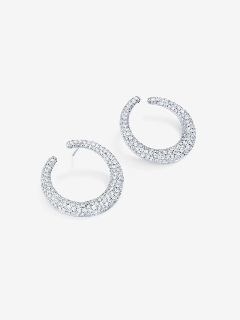 Great Open White Gold Open Aro Earrings with White Diamond Pavé image number 2