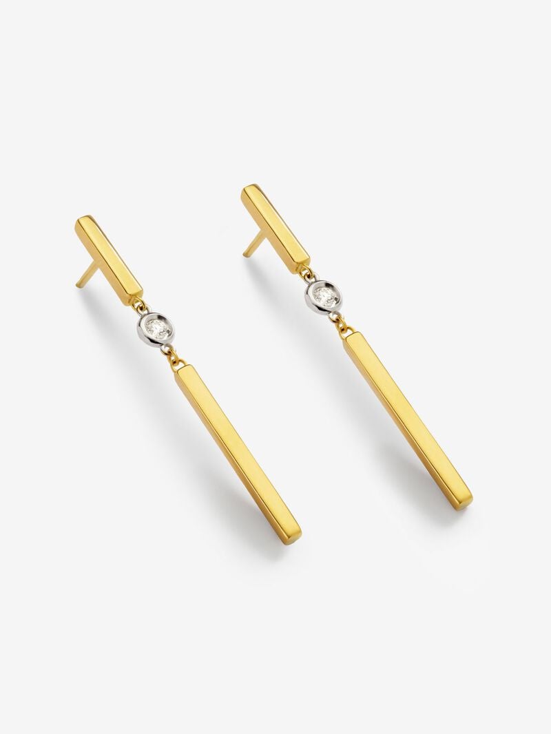 18K yellow gold earrings with 0.07 ct brilliant cut diamonds image number 2