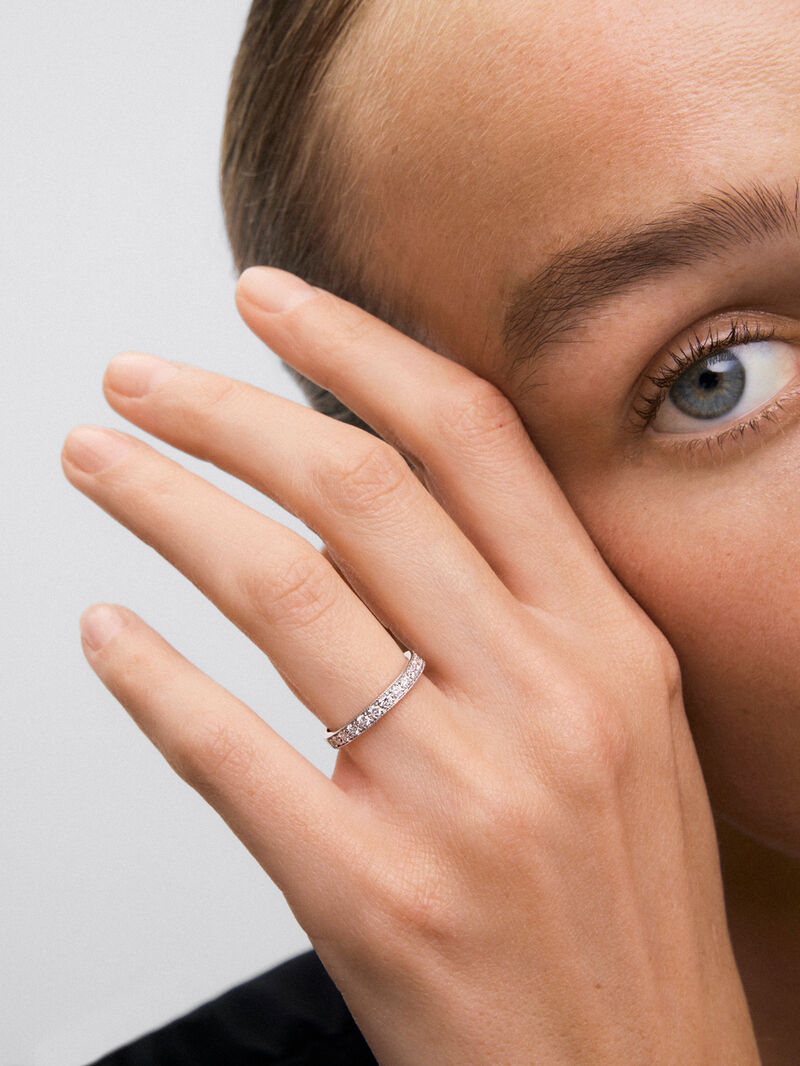 18K White Gold Half Eternity Engagement Ring with 0.38ct Diamond Band. image number 3
