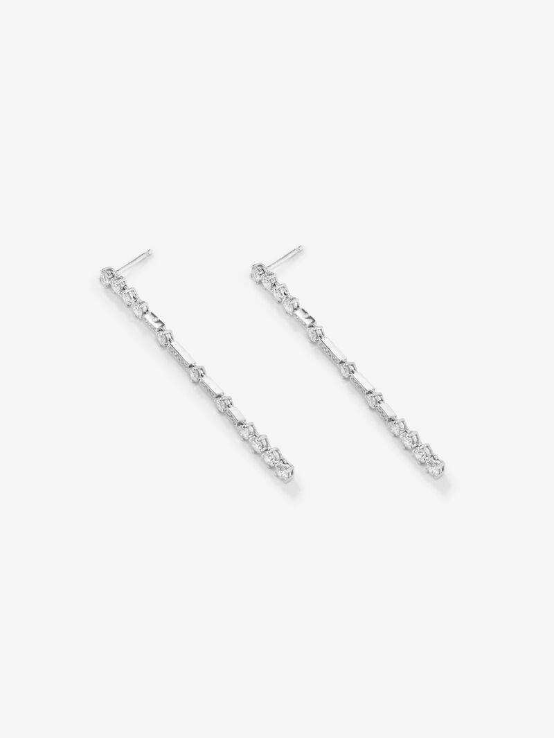 18K white gold long earrings with diamonds image number 2