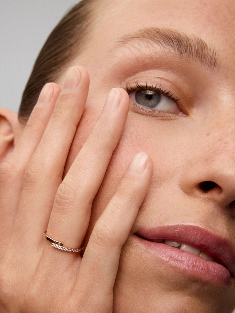 18K rose gold ring with 11 brilliant-cut diamonds with a total of 0.1 cts image number 3