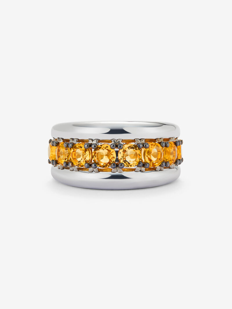 925 silver ring with paved brilliant-cut citrine quartz image number 2