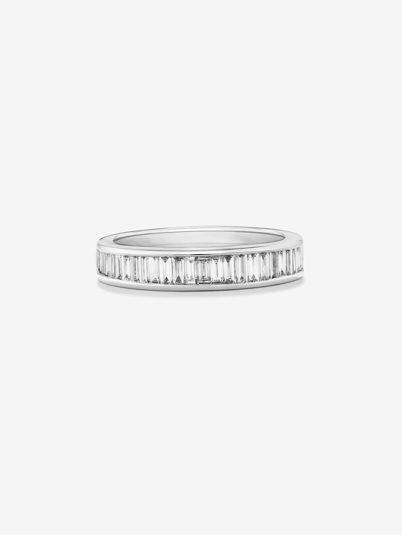 Half-eternity engagement ring made of 18K white gold with baguette cut diamonds on band 0.77ct. image number 2