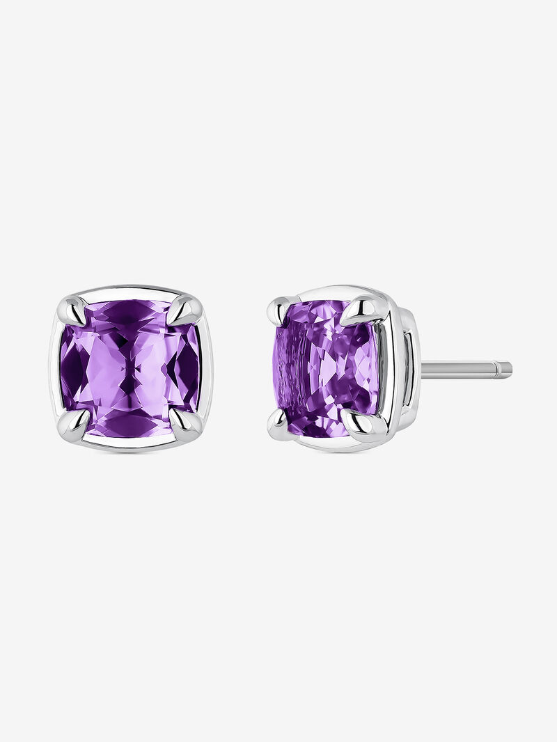 Silver earrings with amethysts image number 0