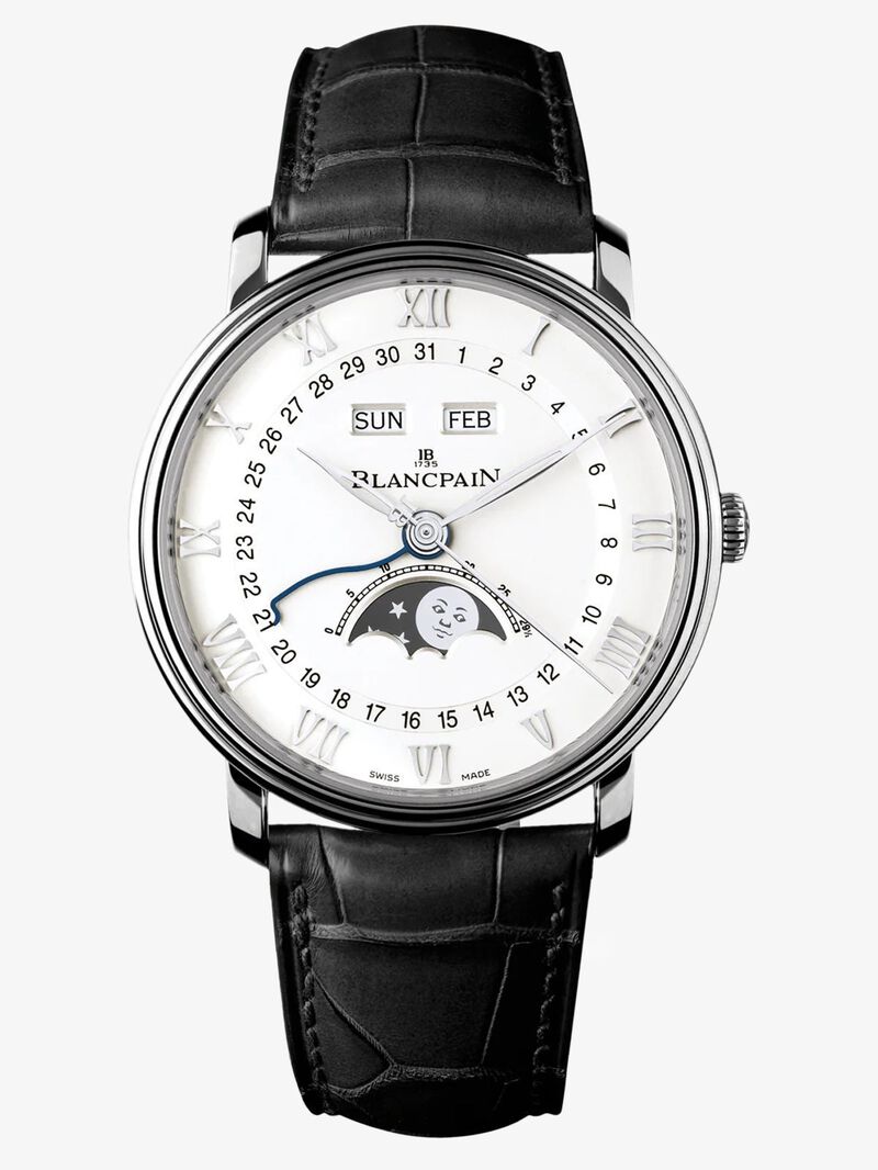 Blancpain Villeret steel watch with crocodile leather bracelet, sapphire crystal and automatic movement image number 0