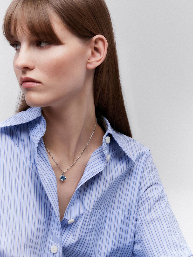 925 silver pendant with sky blue topaz in cushion cut image number 1