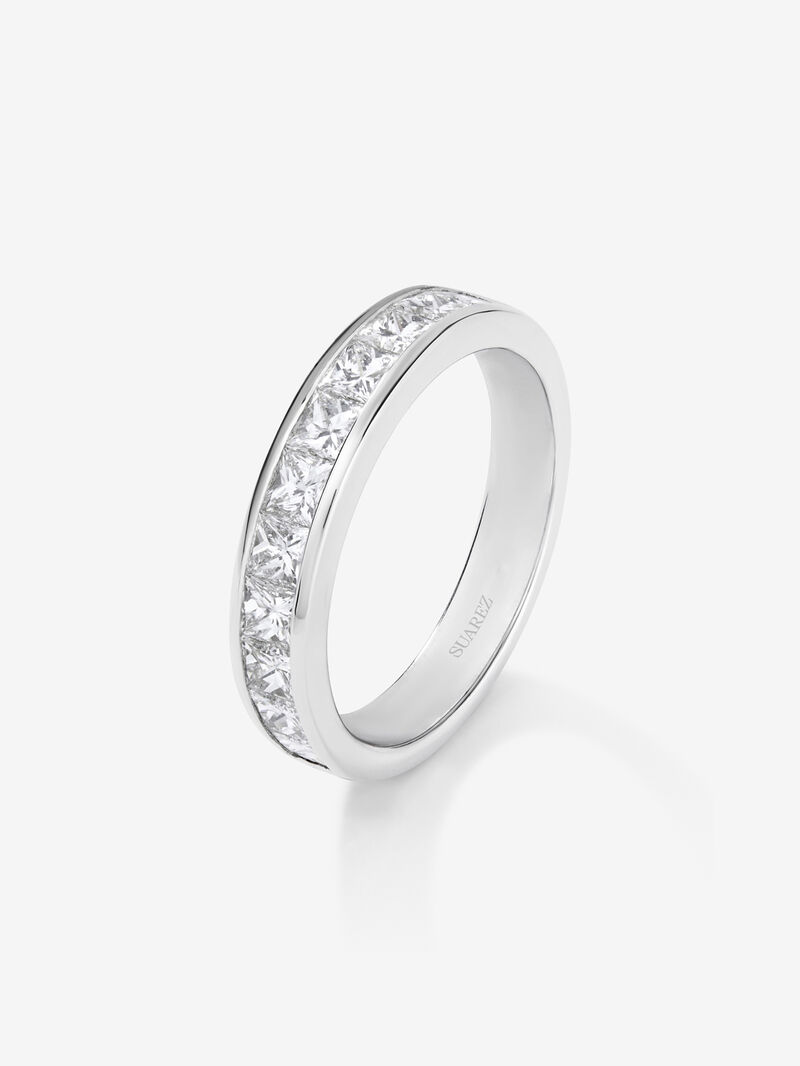 Half alliance engagement ring made of 18K white gold with princess cut diamonds in rail 1.40ct image number 0