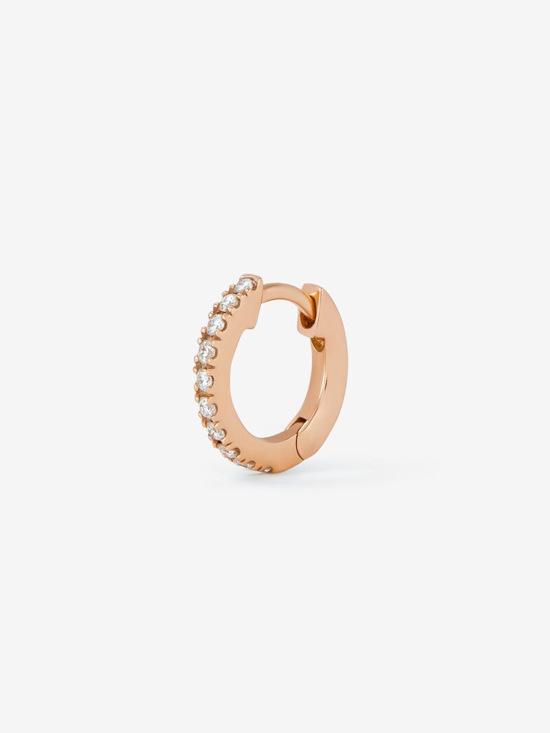 Individual mini hoop earring in 18K rose gold with 10 brilliant-cut diamonds with a total of 0.05 cts image number 2