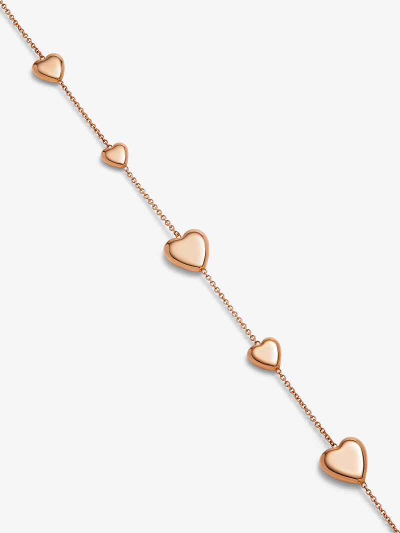 18K rose gold necklace with hearts image number 2