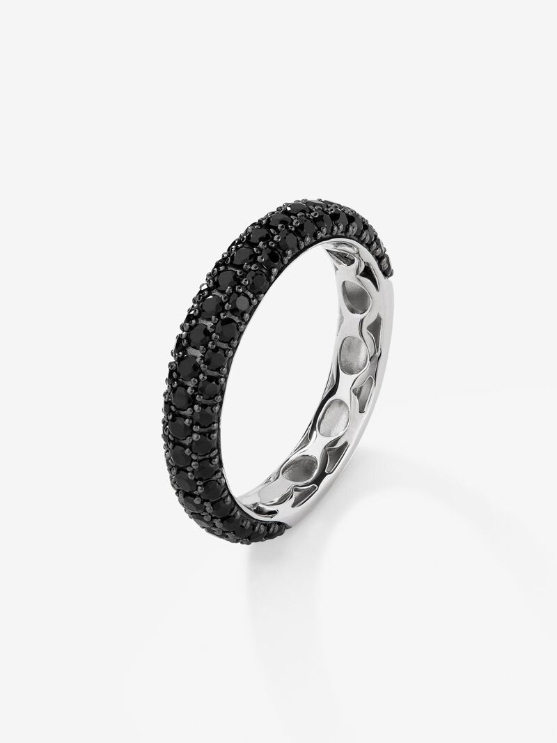 925 silver ring with 67 brilliant-cut black spinels image number 0