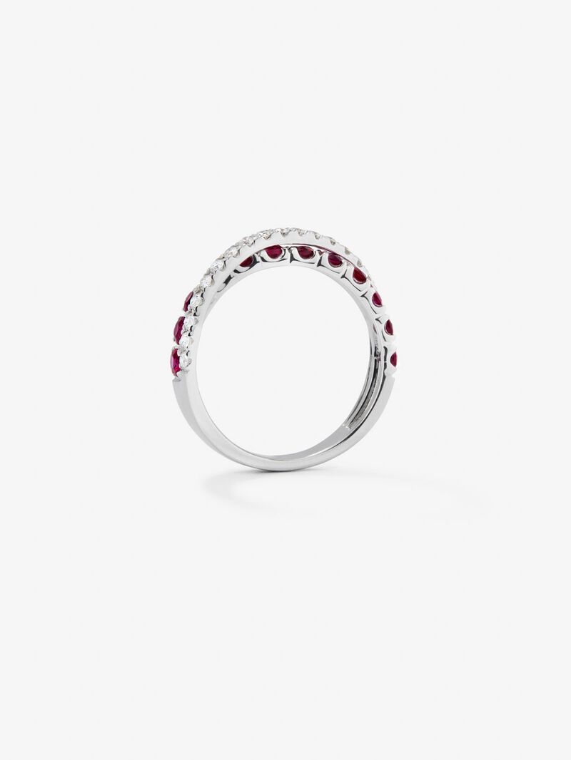 18K white gold cross ring with ruby and diamond image number 4