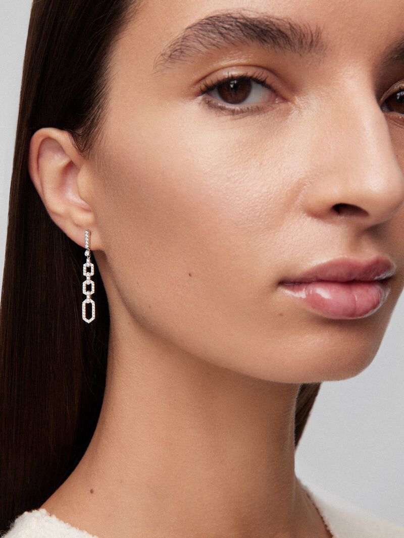 18K white gold earrings with 96 brilliant-cut diamonds with a total of 0.58 cts image number 1