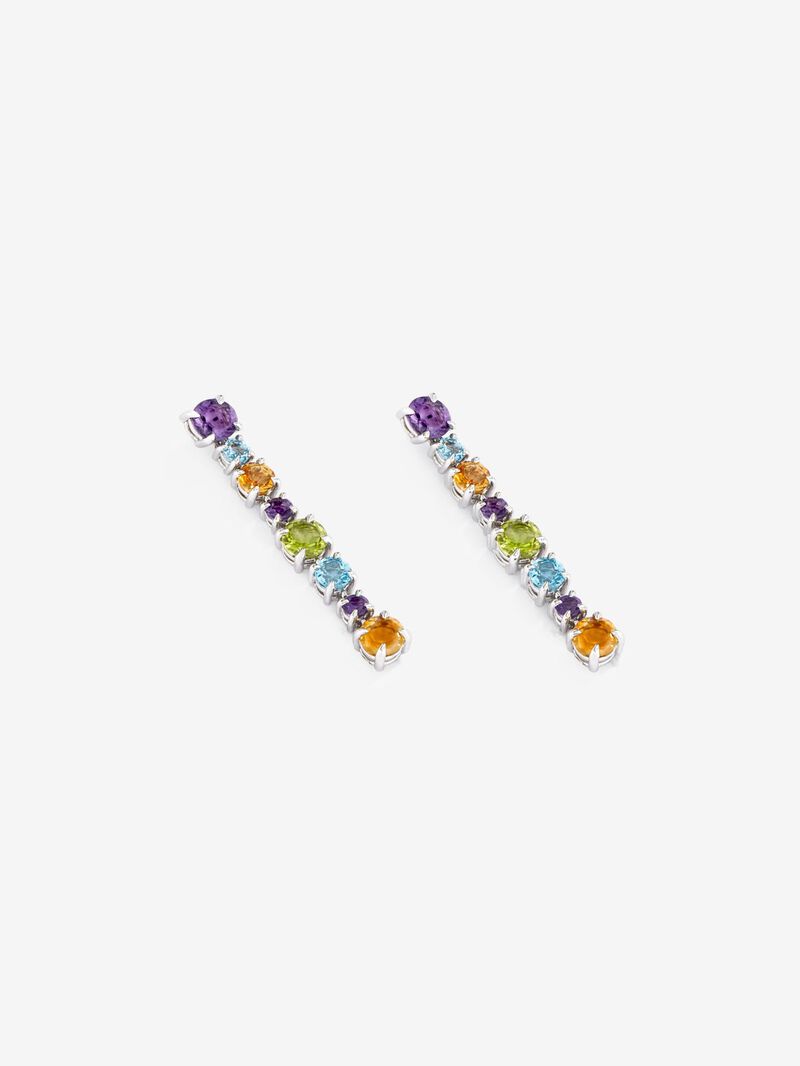 Long 925 silver earrings with multicolored gems image number 2