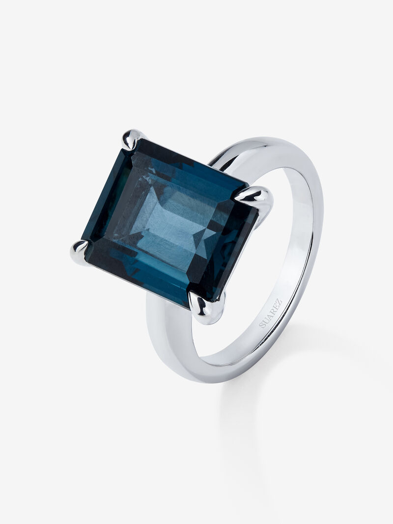 Silver ring with London blue topaz stone image number 0