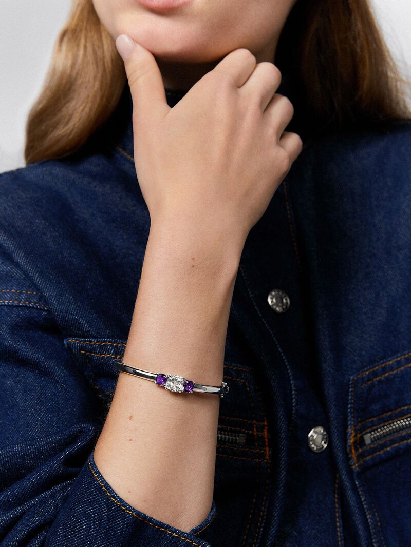 Utopian silver bracelet with amethyst. image number 2