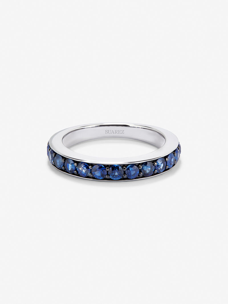 Half 925 silver alliance with 15 brilliant-cut blue sapphires with a total of 1.26 cts image number 2